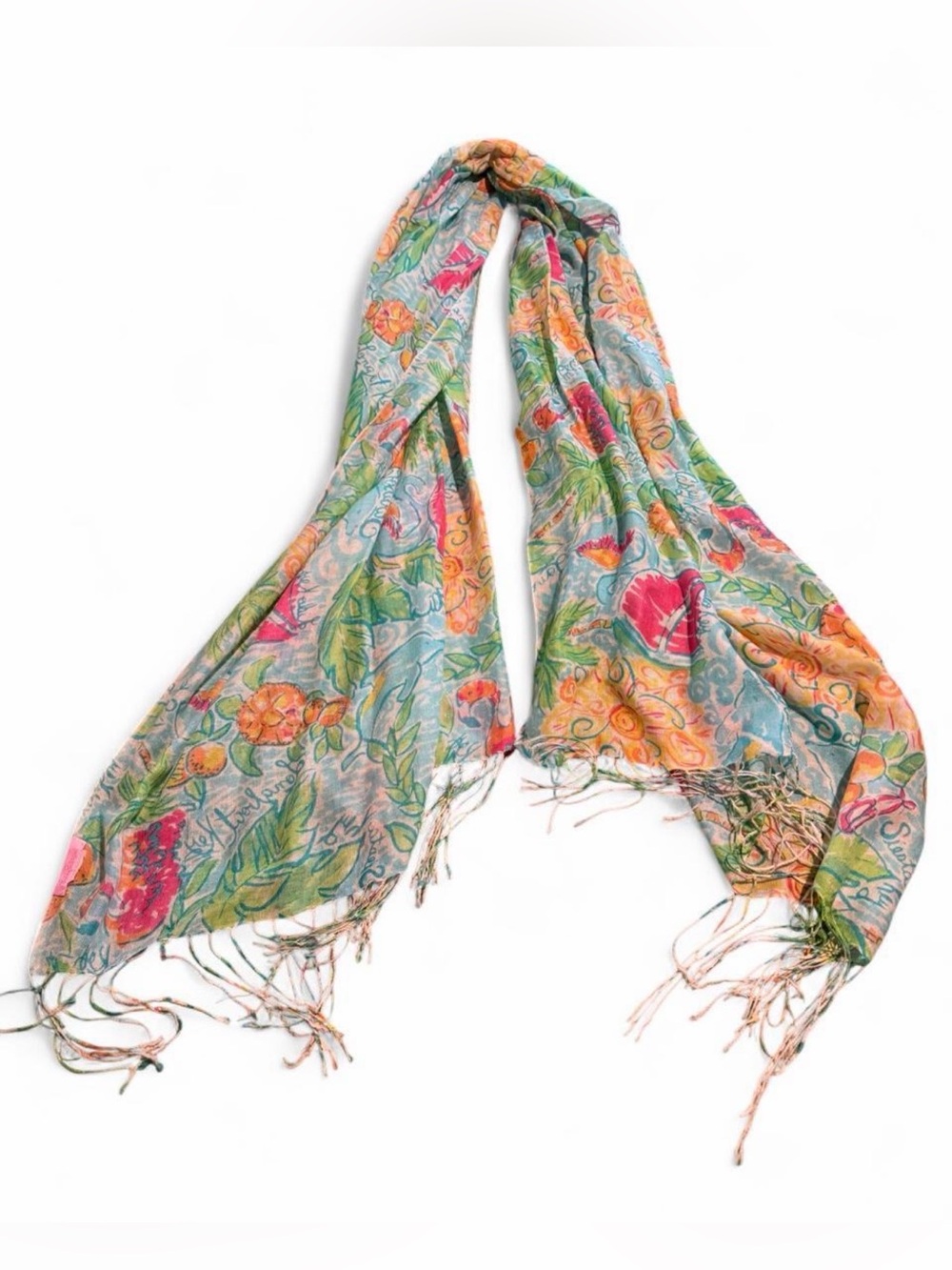 Lilly Pulitzer large scarf/wrap with beach sea turtle print
